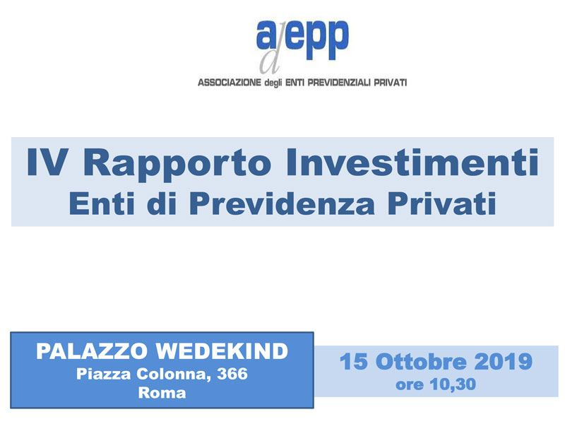 IV Report Investimenti AdEPP. Appuntamento il 15 ottobre